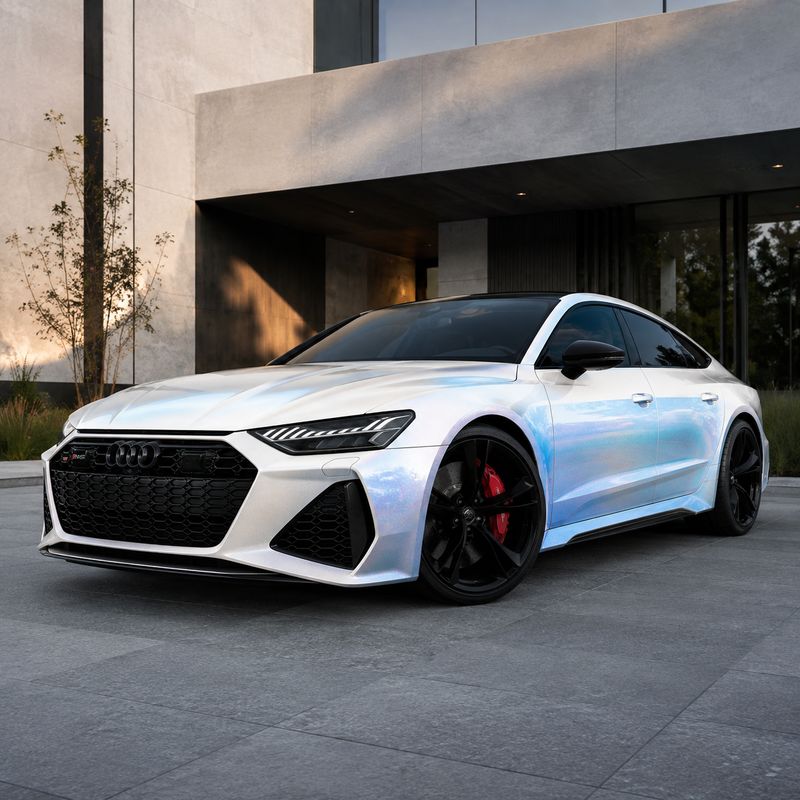 TPU Diamond White Shift Blue Vinyl Wrap