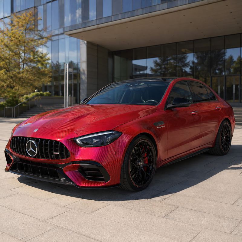 TPU Laser Carbon Fiber Red Vinyl Wrap