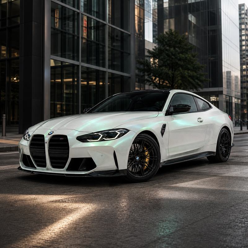 TPU Diamond White Shift Green Vinyl Wrap view 2