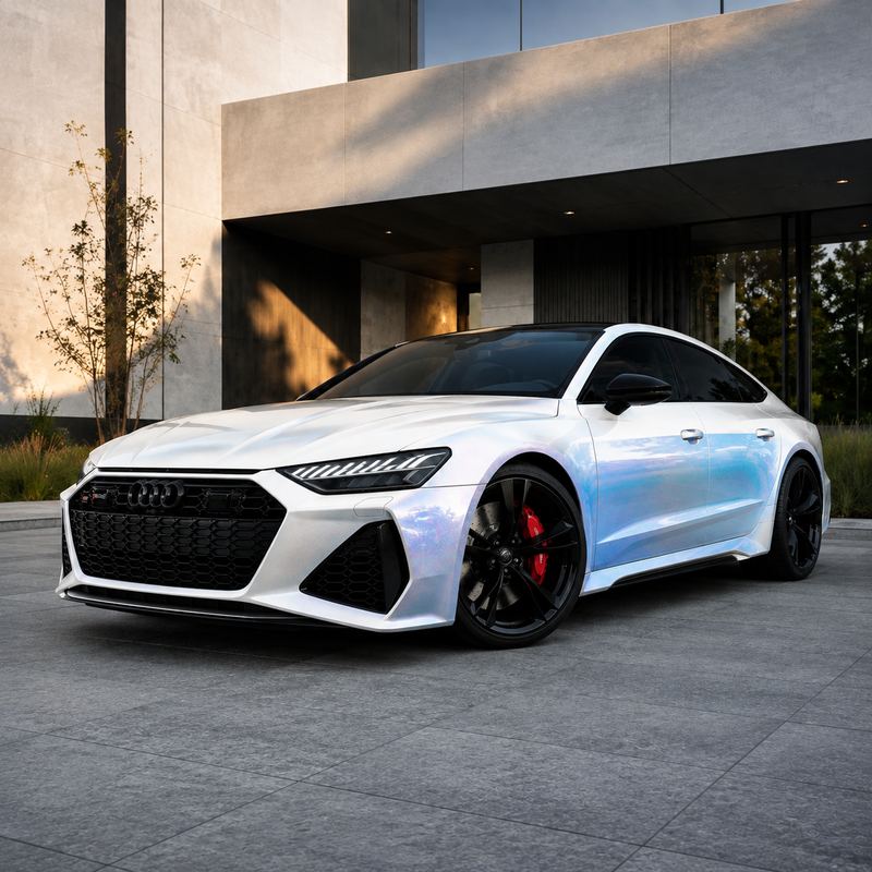 TPU Diamond White Shift Blue Vinyl Wrap view 2