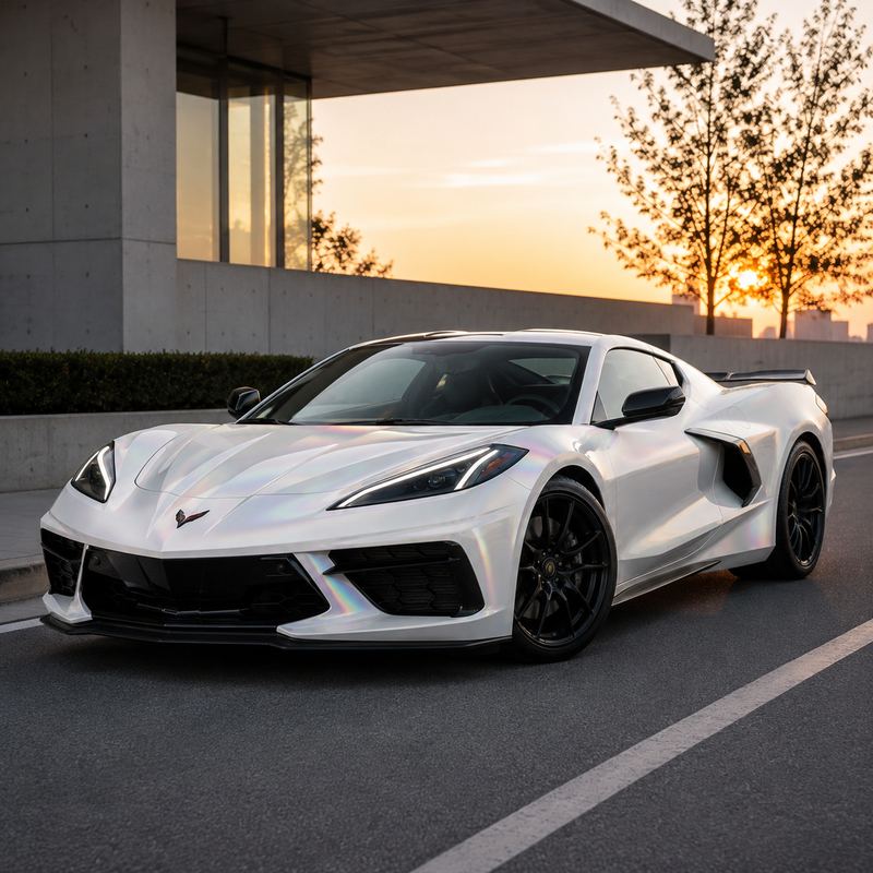 TPU Rainbow Laser White Vinyl Wrap view 2