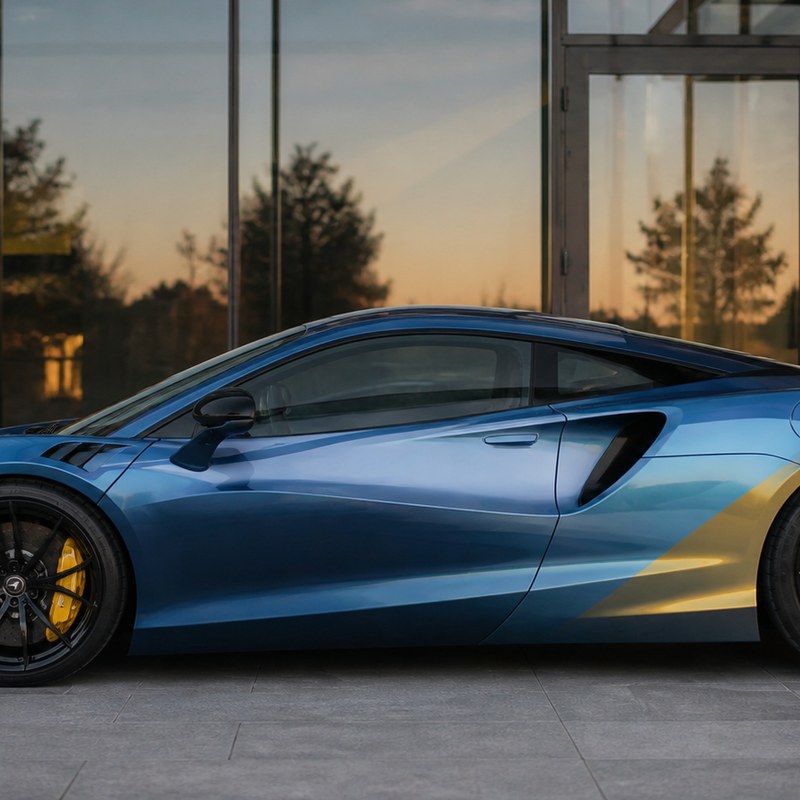 TPU Luminous Blue Gold Vinyl Wrap view 4