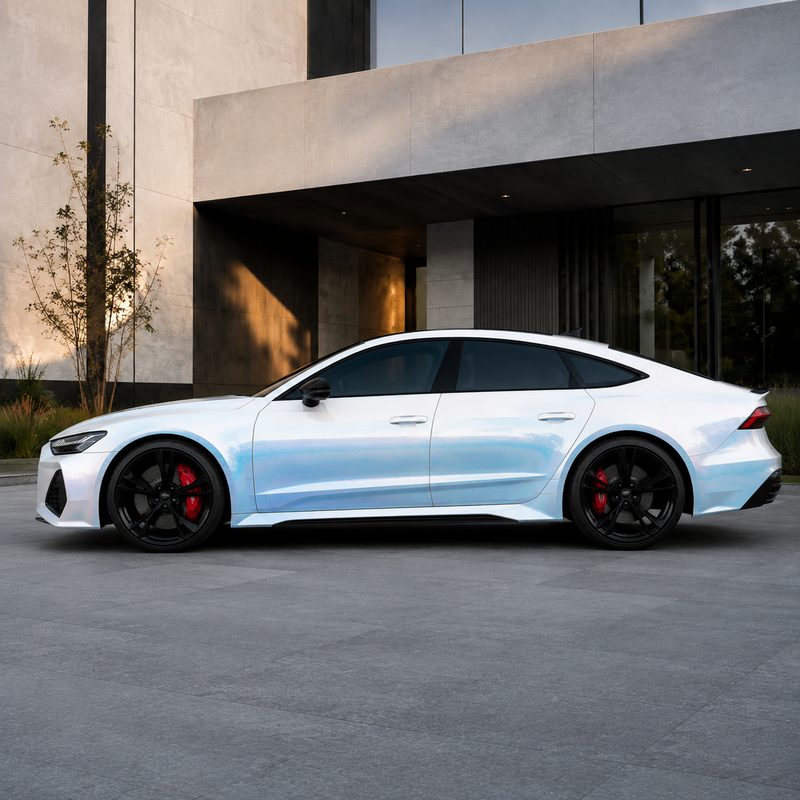 TPU Diamond White Shift Blue Vinyl Wrap view 4