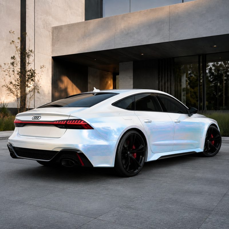 TPU Diamond White Shift Blue Vinyl Wrap view 5
