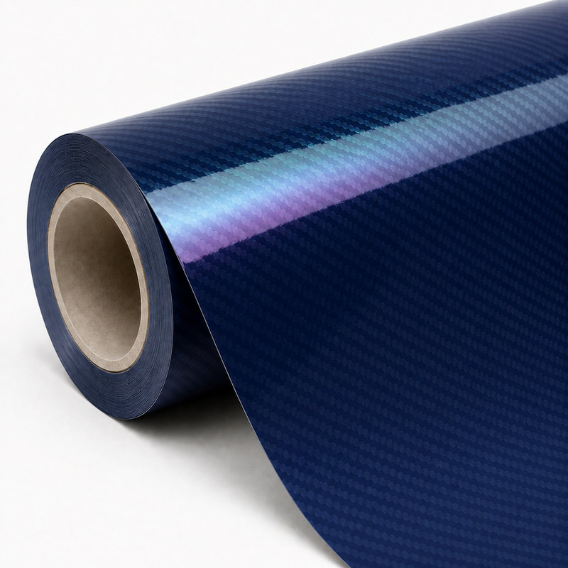 TPU Laser Carbon Fiber Deep Blue Vinyl Wrap
