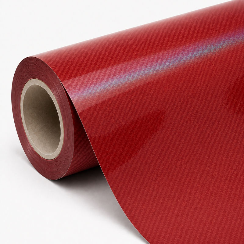 TPU Laser Carbon Fiber Red Vinyl Wrap