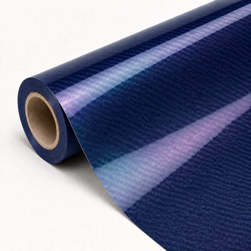 TPU Laser Carbon Fiber Deep Blue Vinyl Wrap view 3