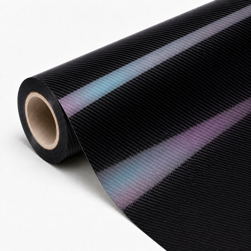 TPU Laser Carbon Fiber Black Vinyl Wrap view 3