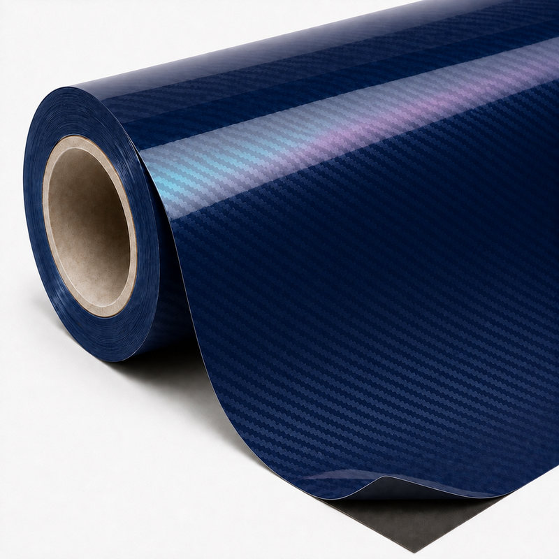 TPU Laser Carbon Fiber Deep Blue Vinyl Wrap view 6
