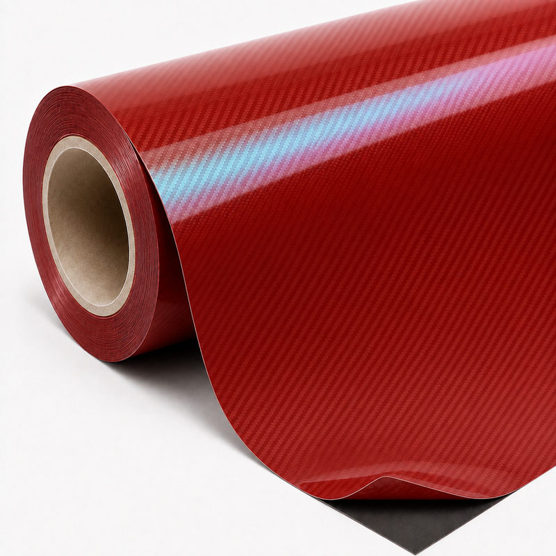 TPU Laser Carbon Fiber Red Vinyl Wrap view 6
